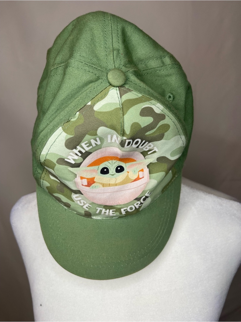 Green Camouflage Baby Yoda Baseball Cap